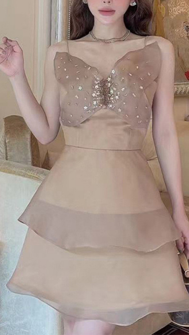AIIZIE BOW DIAMOND-EMBELLISHED STRAP MINI DRESS - product image