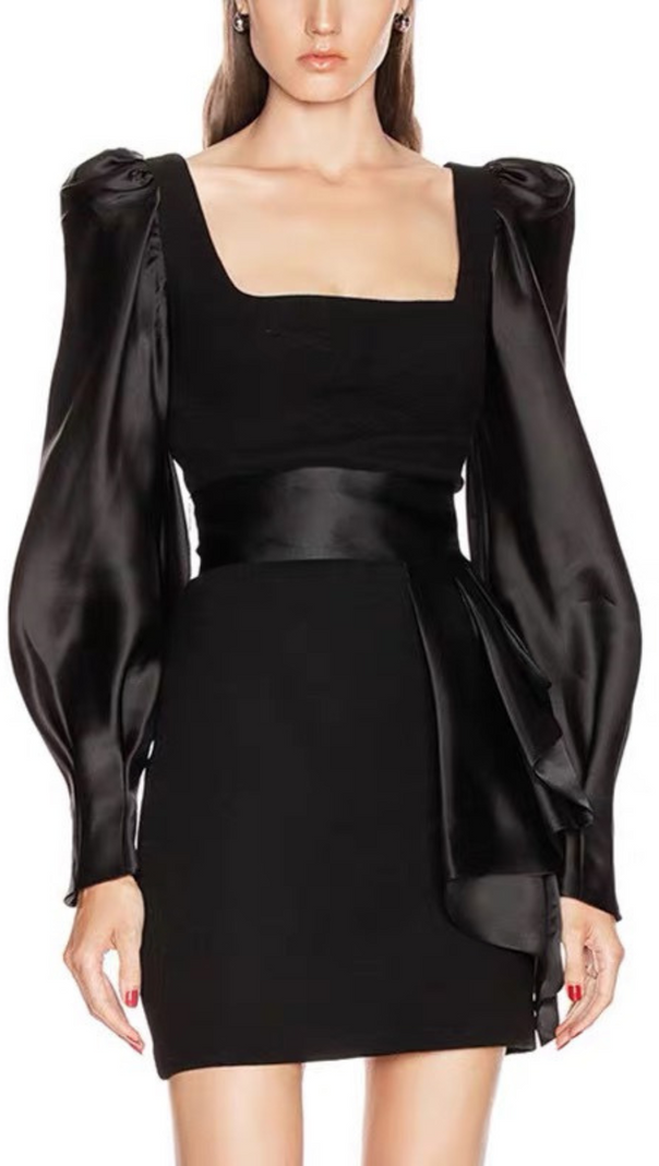 AIIZIE WOOL CREPE SILK SATIN MINI DRESS - product image