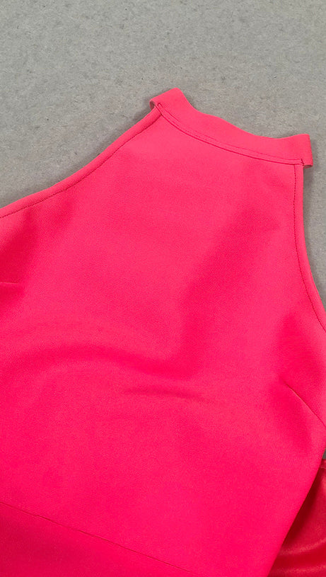 ABITO LUNGO CON BENDAGGIO E SCHIENA SENZA FIOCCO IN ROSSO