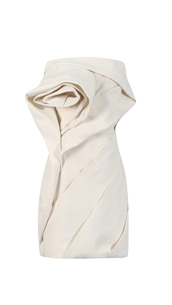 AIIZIE ALISA STRAPLESS FLOWER MINI DRESS IN APRICOT - product image