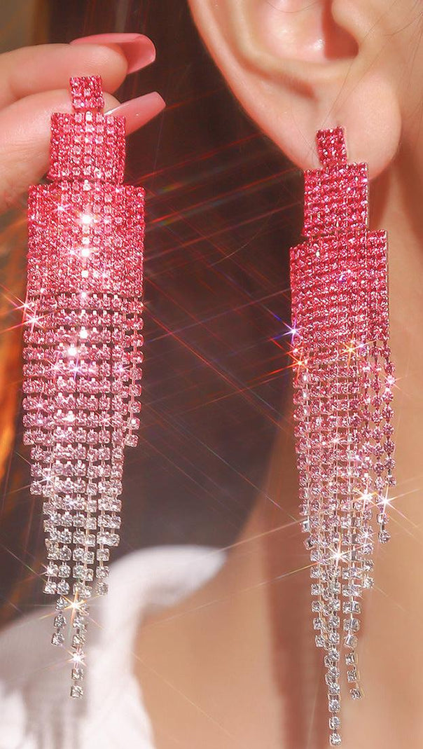 AIIZIE DIX RHINESTONE TASSEL EARRINGS - product image