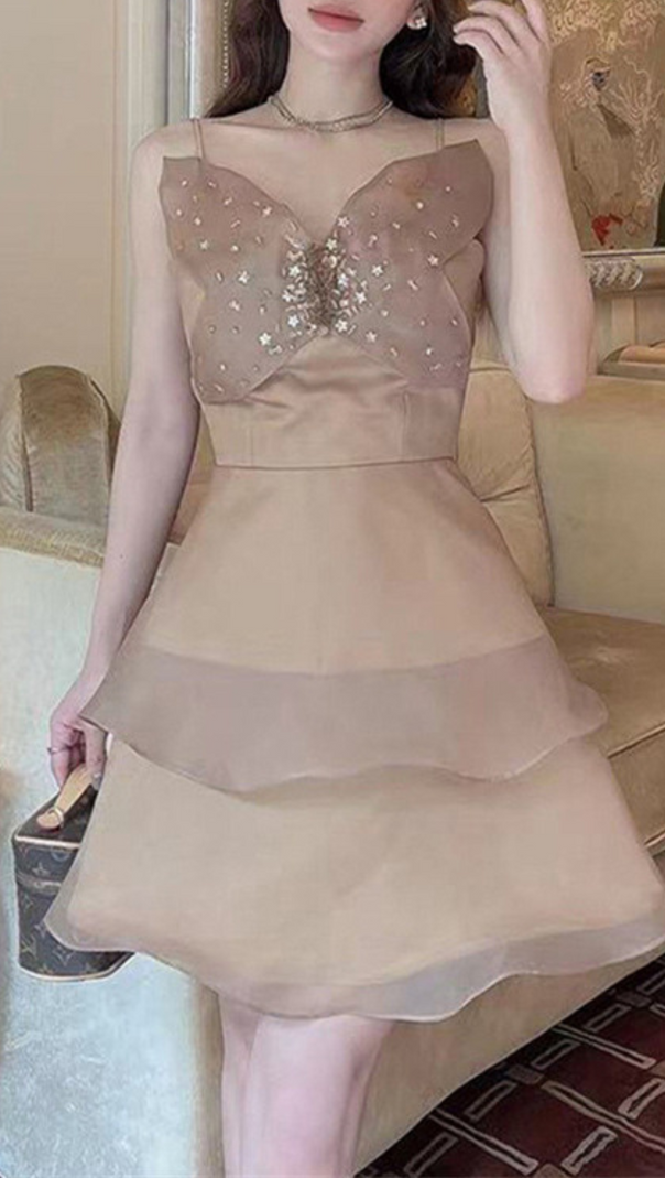 AIIZIE BOW DIAMOND-EMBELLISHED STRAP MINI DRESS - product image