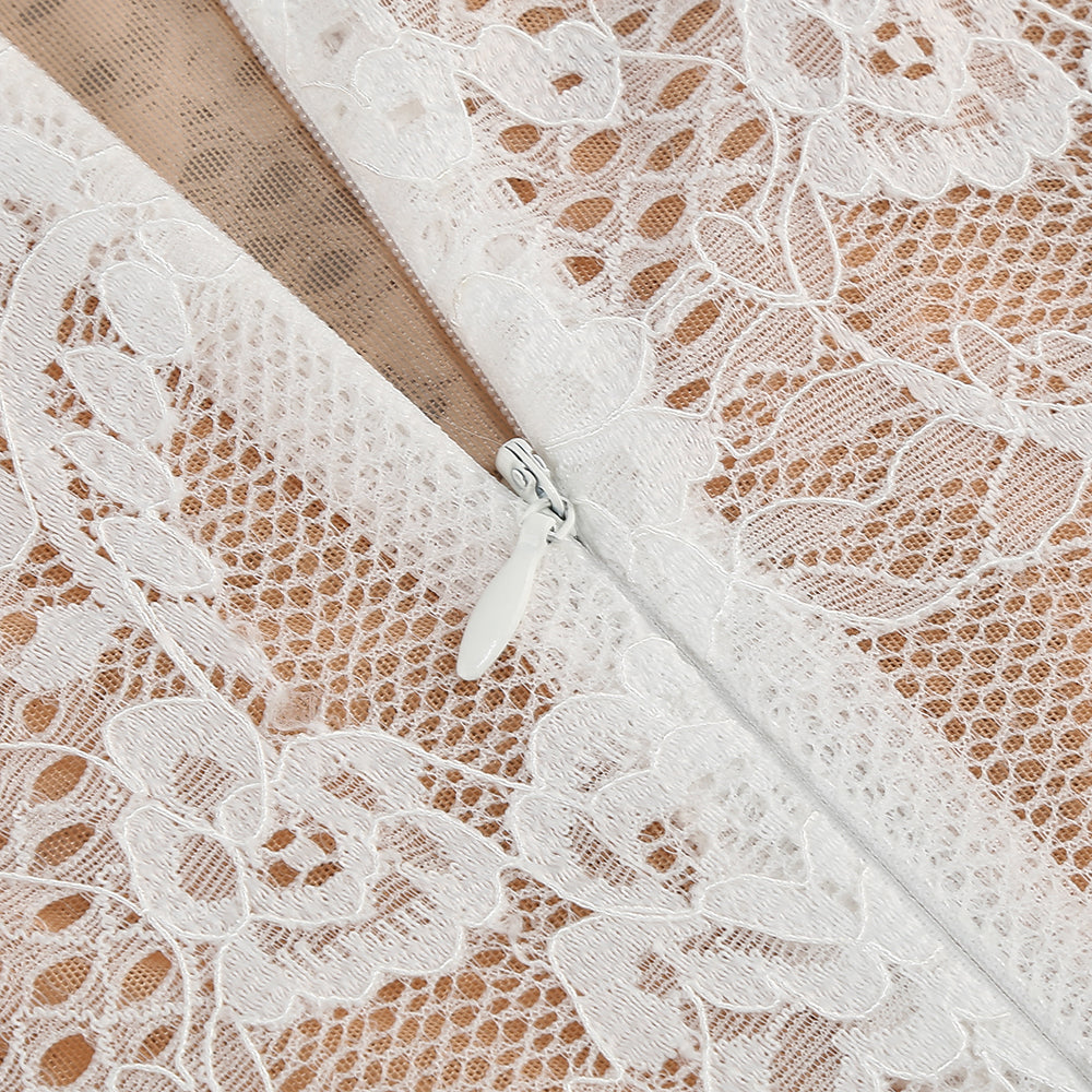 AIIZIE ZANNA WHITE HIGH NECK EMBROIDERED LACE BODYSUIT - product image