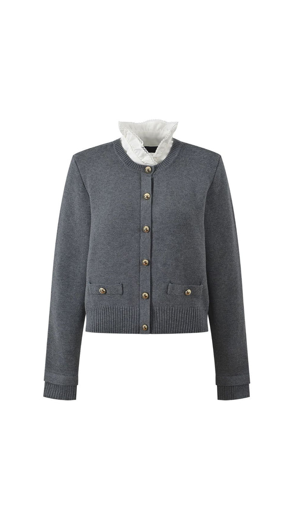 AIIZIE Women's Chic Fine Knit Button-Front Cardigan with Piped Pockets - product image