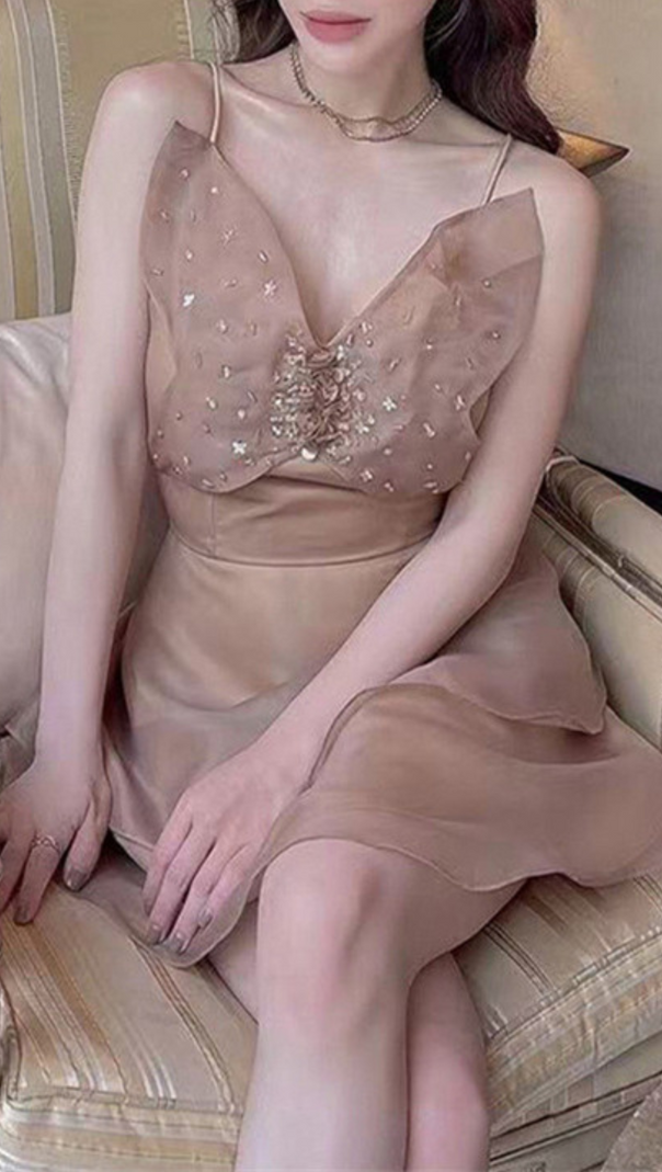 AIIZIE BOW DIAMOND-EMBELLISHED STRAP MINI DRESS - product image