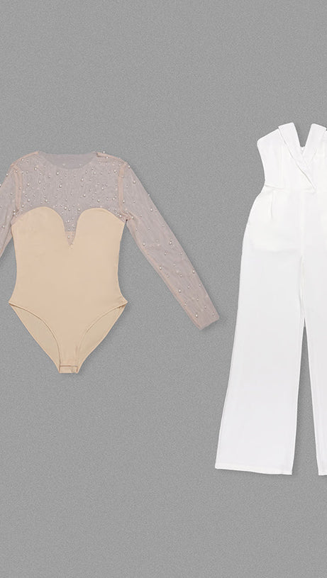 MESH PEARL JUMPSUIT TWO PIECE
