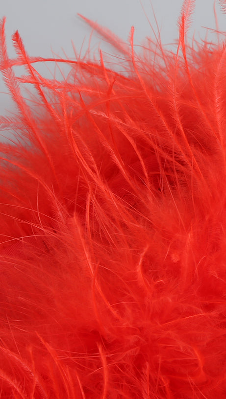 OFF-SHOULDER FEATHER PANEL RED DRESS