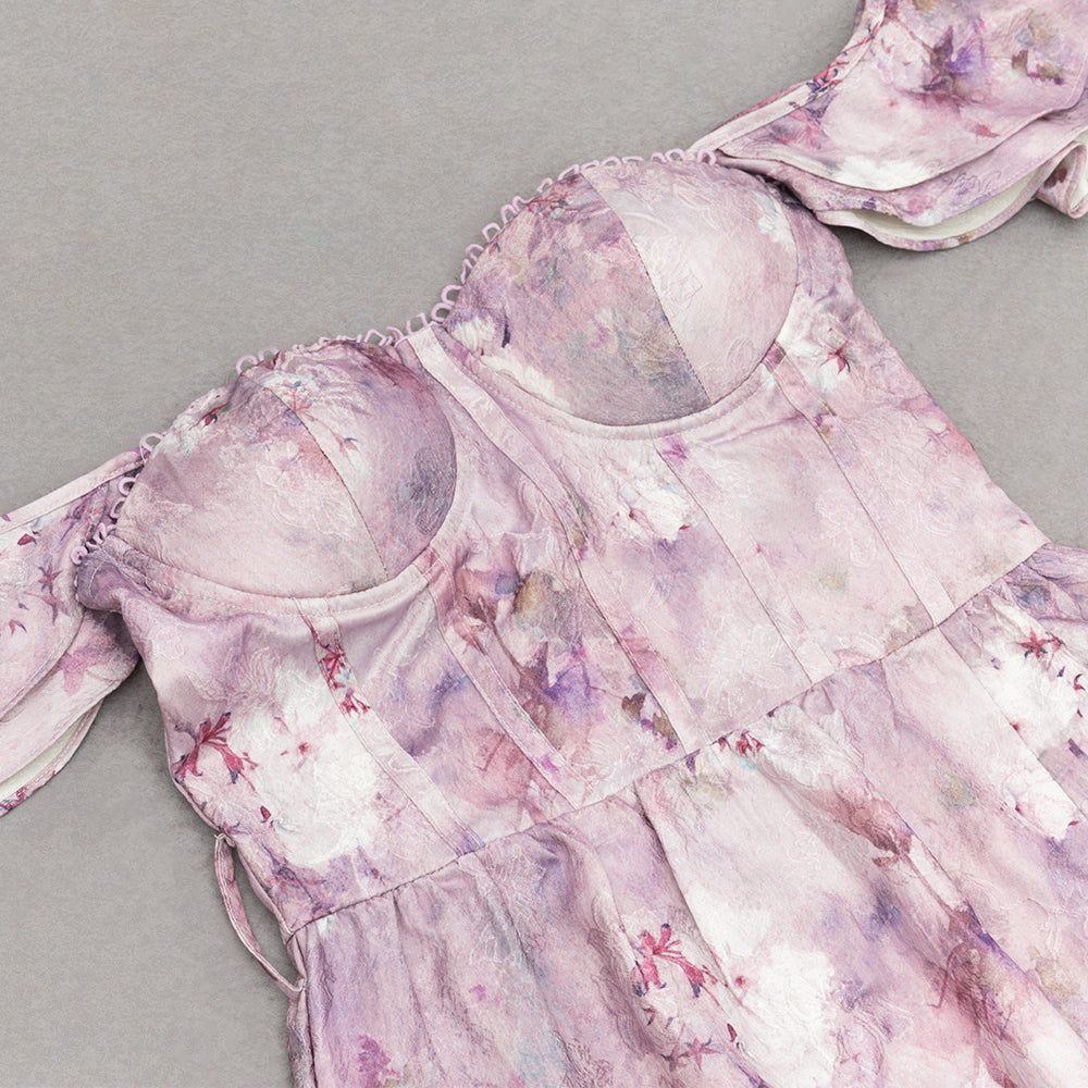 AIIZIE CROIX PURPLE FLORAL PRINTED MAXI DRESS - product image