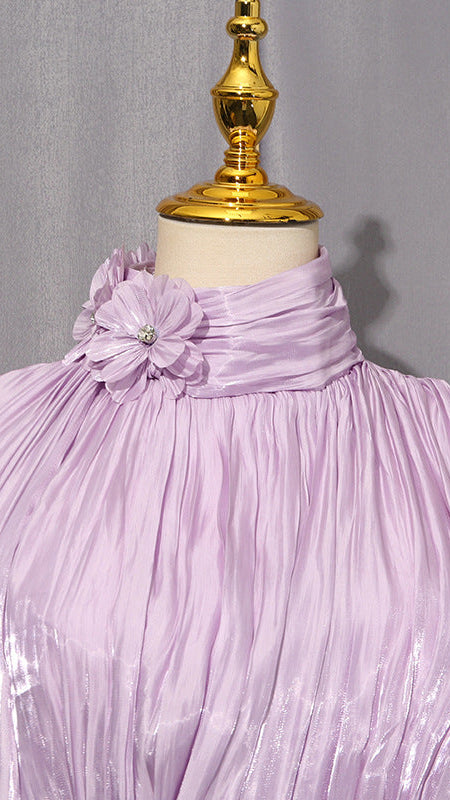 IRFAN FLOWER LONG SLEEVE MIDI DRESS