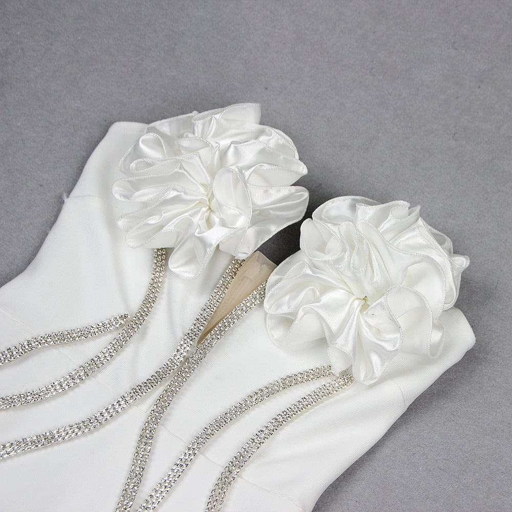 AIIZIE OFF SHOULDER FLOWER EMBELLISHED BODYCON GOWN - product image