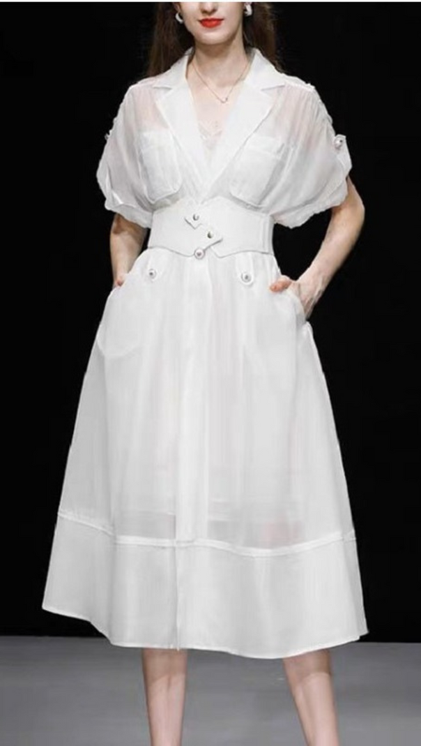 AIIZIE WAISTBAND GAUZE MIDI DRESS - product image