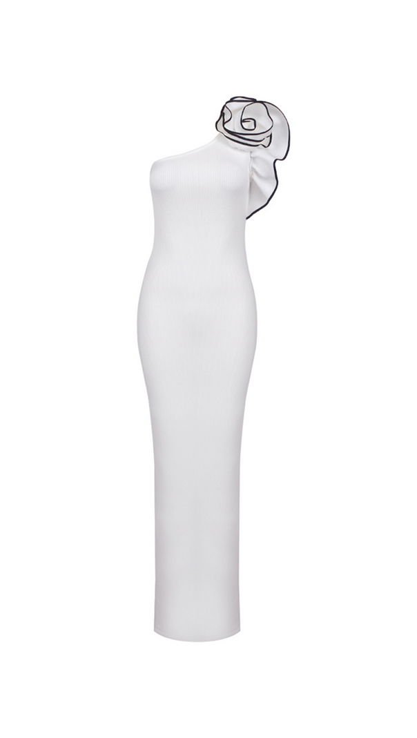 AIIZIE KNITTED ASYMMETRICAL FLOWER DECOR MAXI DRESS - product image