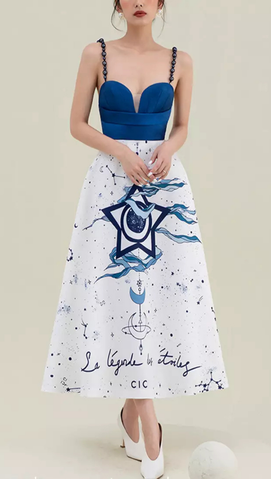 CONSTELLATION PRINT MIDI DRESS