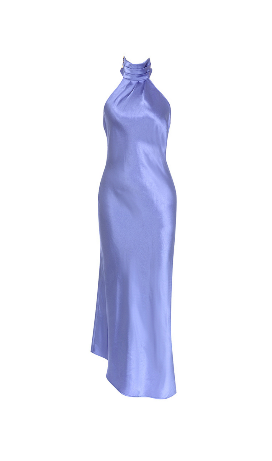ÄRMELLOSES SATIN-MAXIKLEID MIT NECKHOLDER 