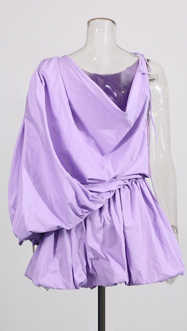 AIIZIE HEA LILAC ASYMMETRICAL BUBBLE MINI DRESS | STATEMENT WOMEN'S FASHION - product image