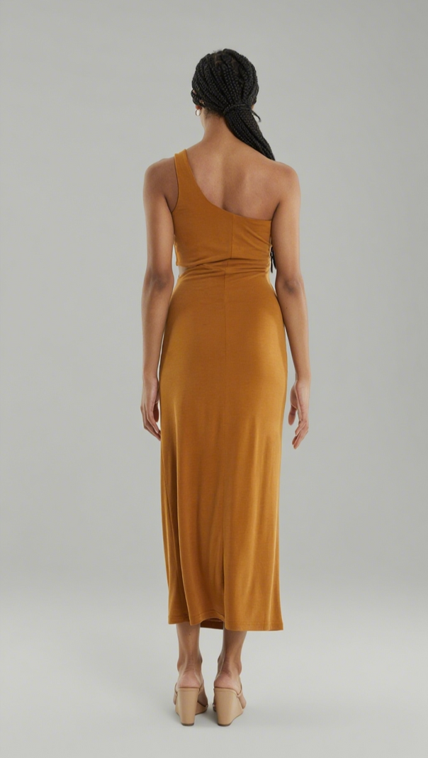 AIIZIE TURN AROUND TWIST OUT MIDI | CAMEL - product image