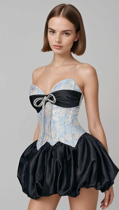 BETHARI STRAPLESS CORSET PUFFY MINI DRESS