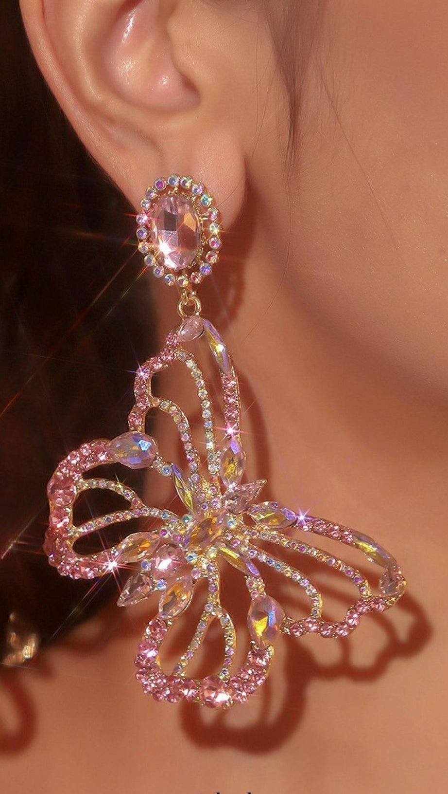 DONG RHINESTONE BUTTERFLY EARRINGS