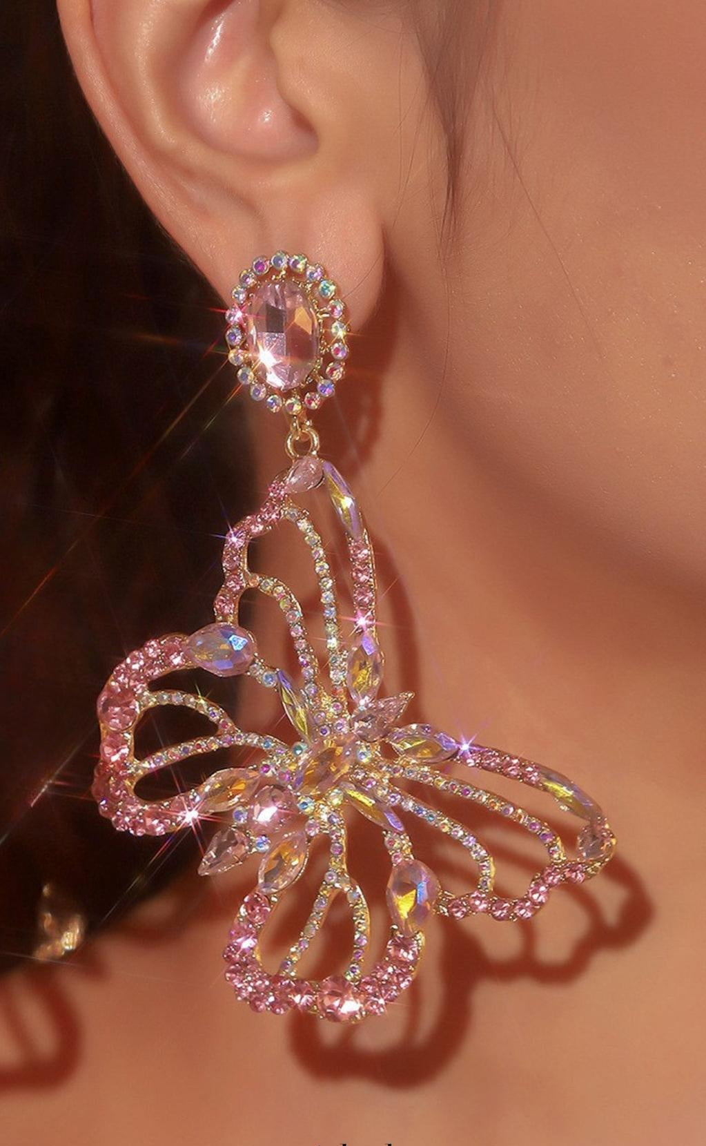 DONG RHINESTONE BUTTERFLY EARRINGS
