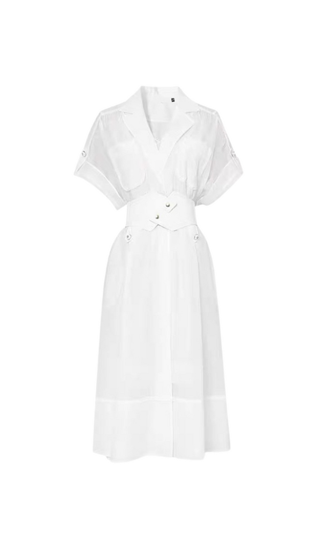 AIIZIE WAISTBAND GAUZE MIDI DRESS - product image