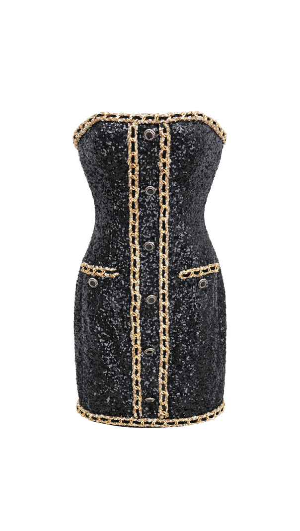 AIIZIE SEQUIN CHAIN STRAPLESS MINI DRESS - product image
