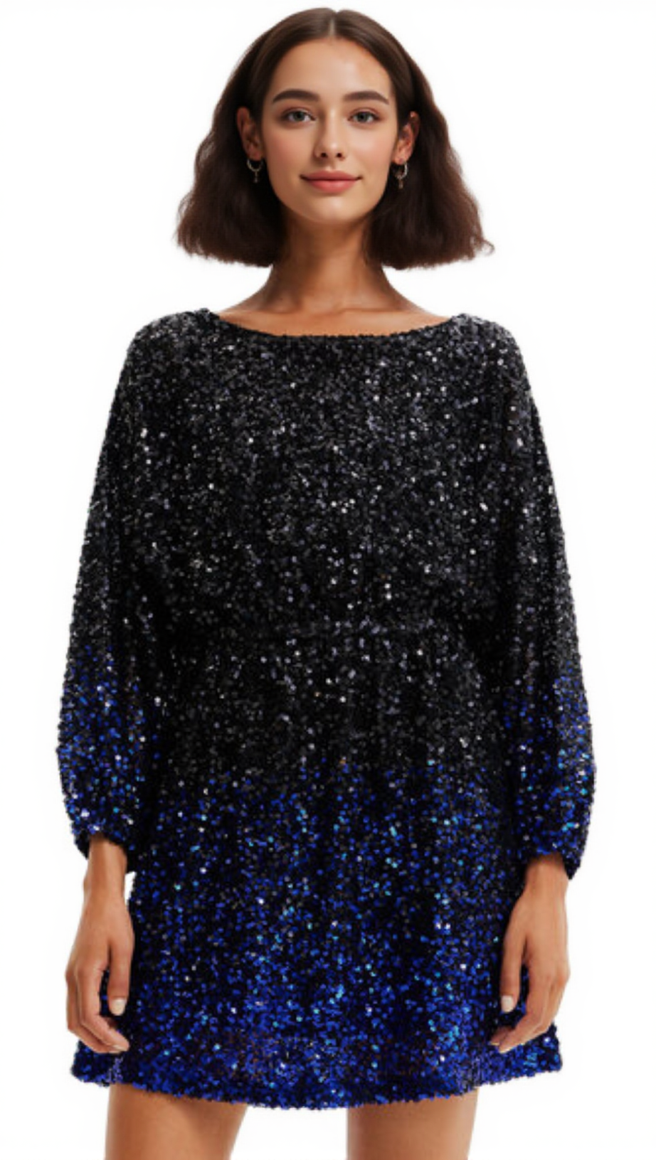 Minikleid mit Pailletten und Farbverlauf