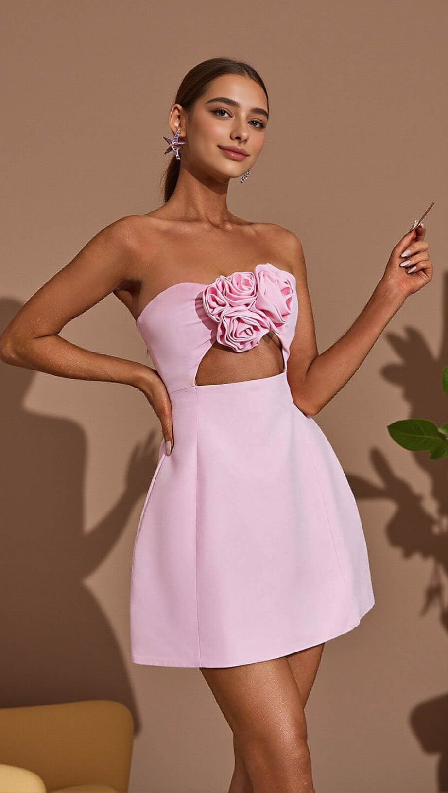 TRÄGERLOSES MINIKLEID MIT CUTOUTS