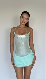 molly Sequin chiffon Mini Dress in mint