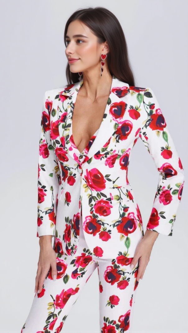 AIIZIE PRINTED LONG-SLEEVED SHIRT SUSPENDER TROUSERS SUIT - product image
