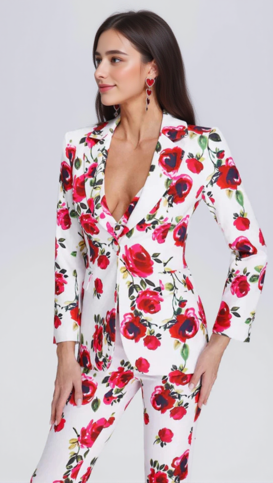 Bedrucktes Langarmhemd, Hosenträgerhose, Anzug