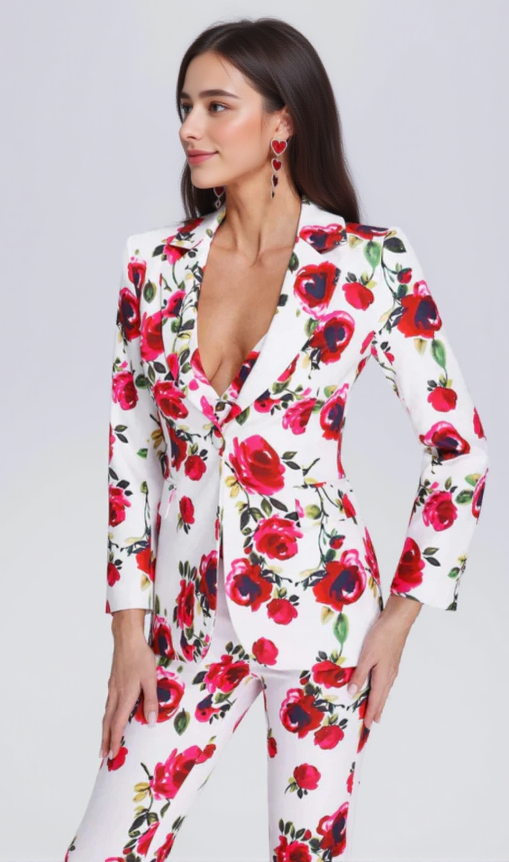 Bedrucktes Langarmhemd, Hosenträgerhose, Anzug