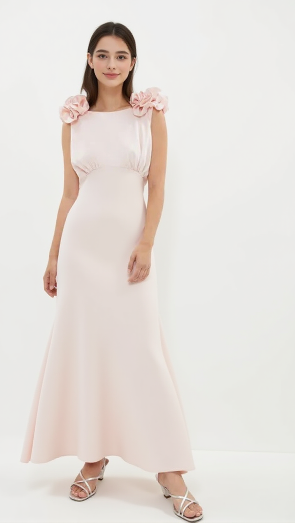 AIIZIE PETITE SHOULDER DETAIL COWL BACK MAXI DRESS - product image