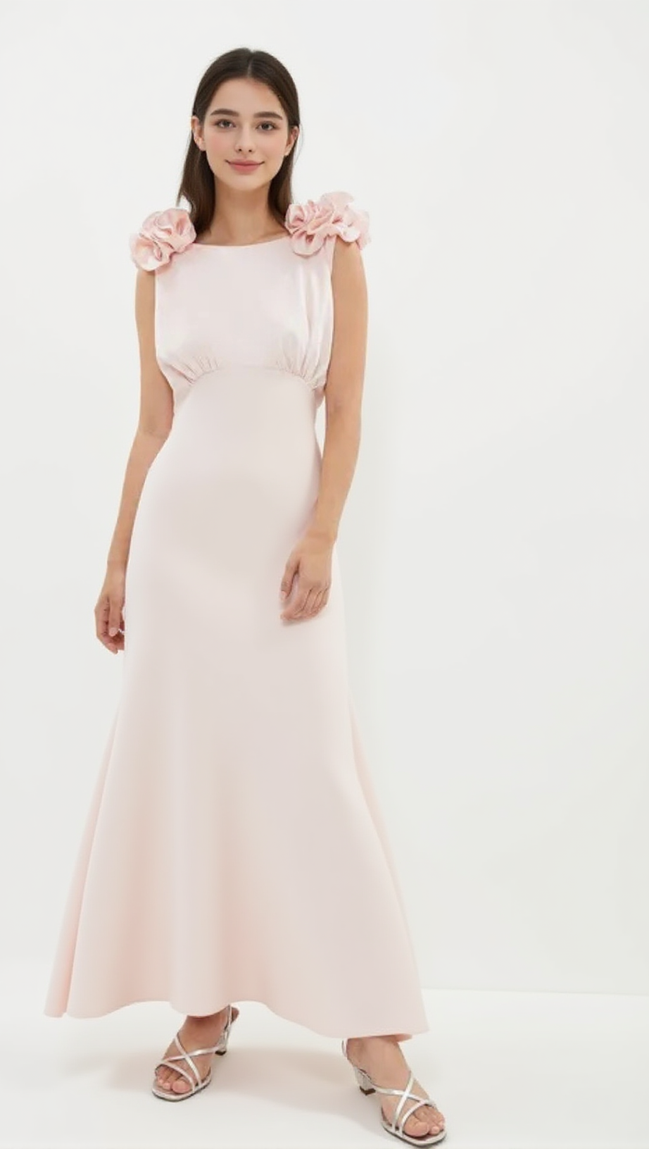 PETITE SHOULDER DETAIL COWL BACK MAXI DRESS