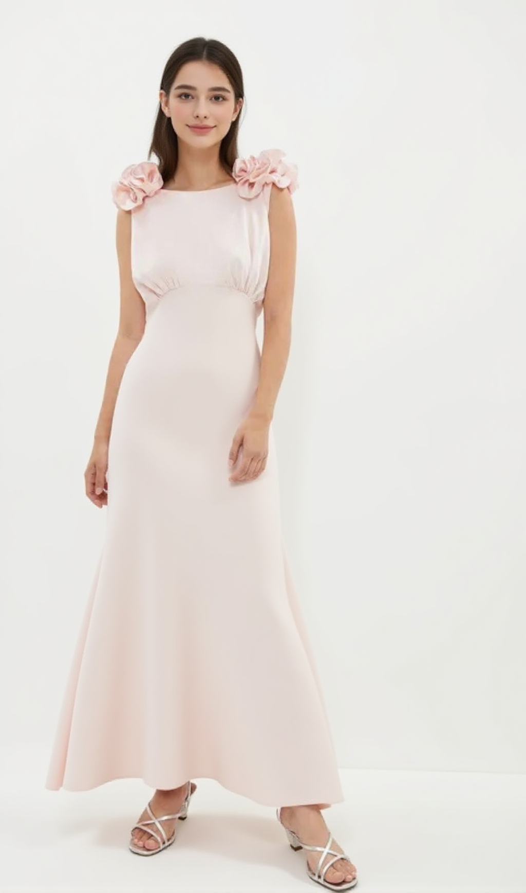 PETITE SHOULDER DETAIL COWL BACK MAXI DRESS