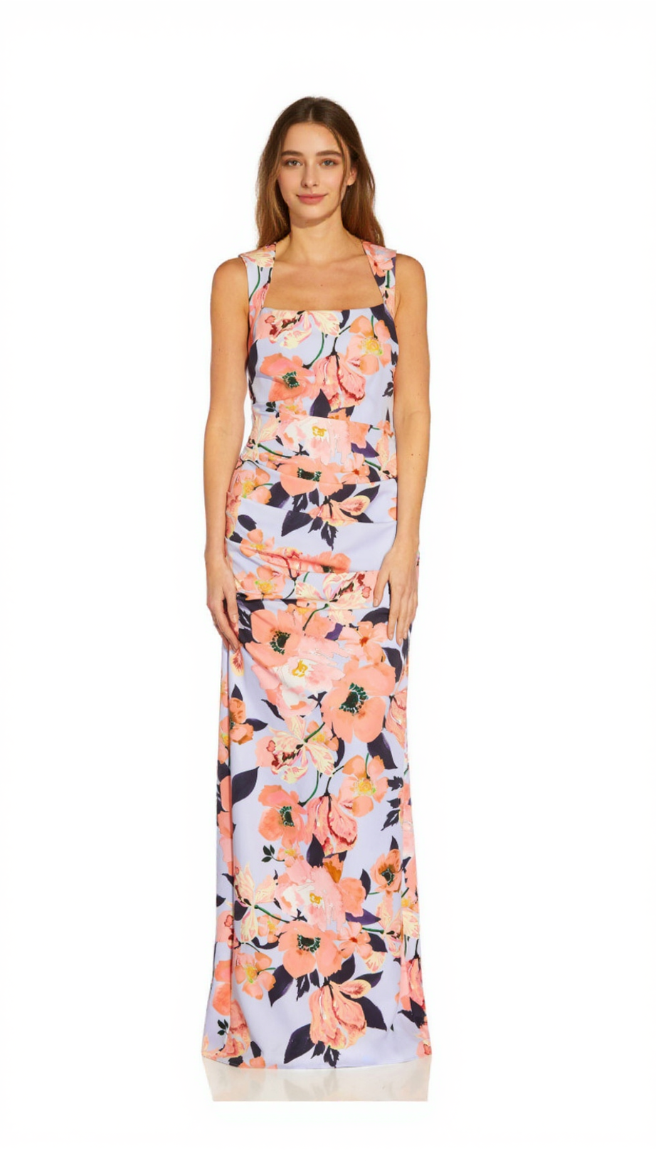 Damenkleid mit eckigem Ausschnitt und Blumenmuster