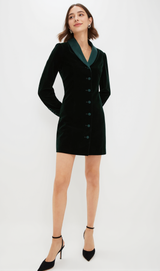 Dark Green Velvet Stacie Dress