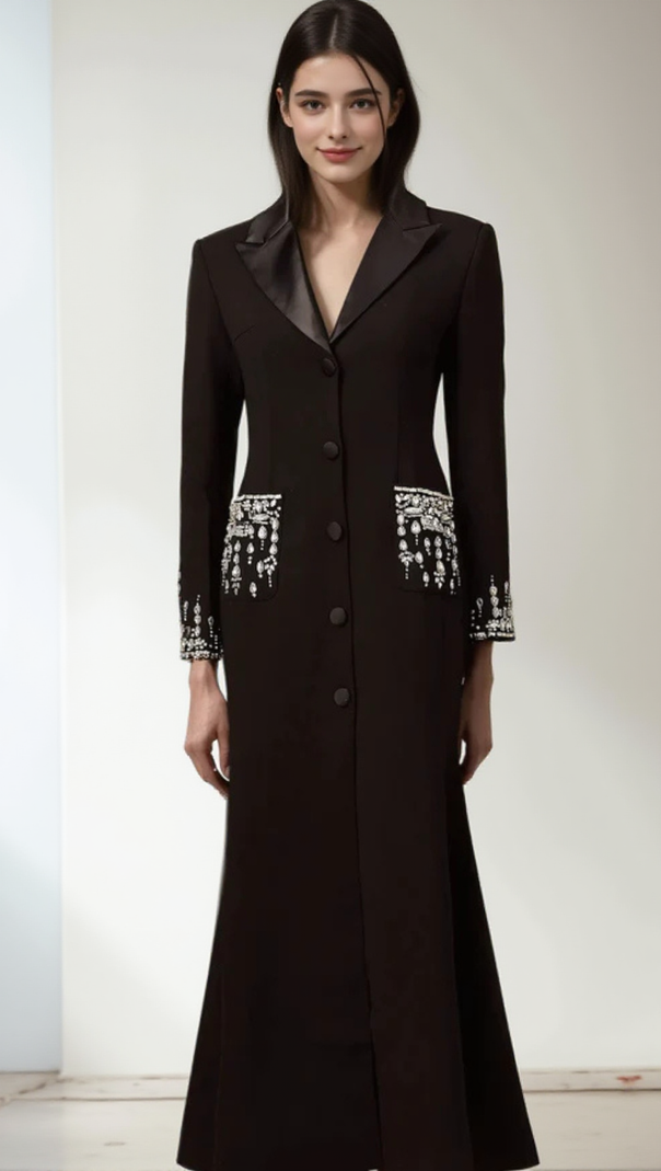 AIIZIE AURORA CRYSTAL EMBELLISHED BLAZER MAXI DRESS - product image