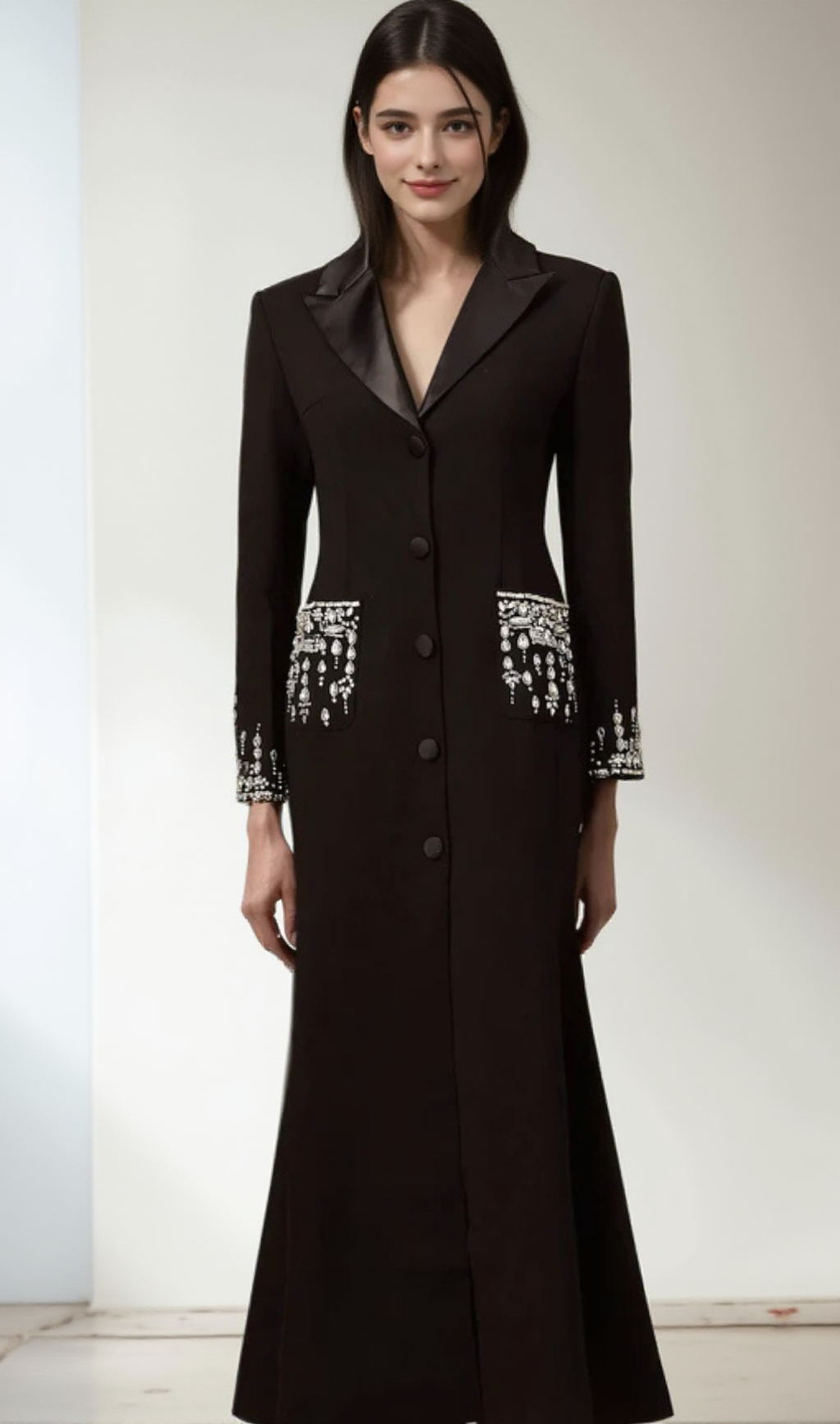 AIIZIE AURORA CRYSTAL EMBELLISHED BLAZER MAXI DRESS - product image