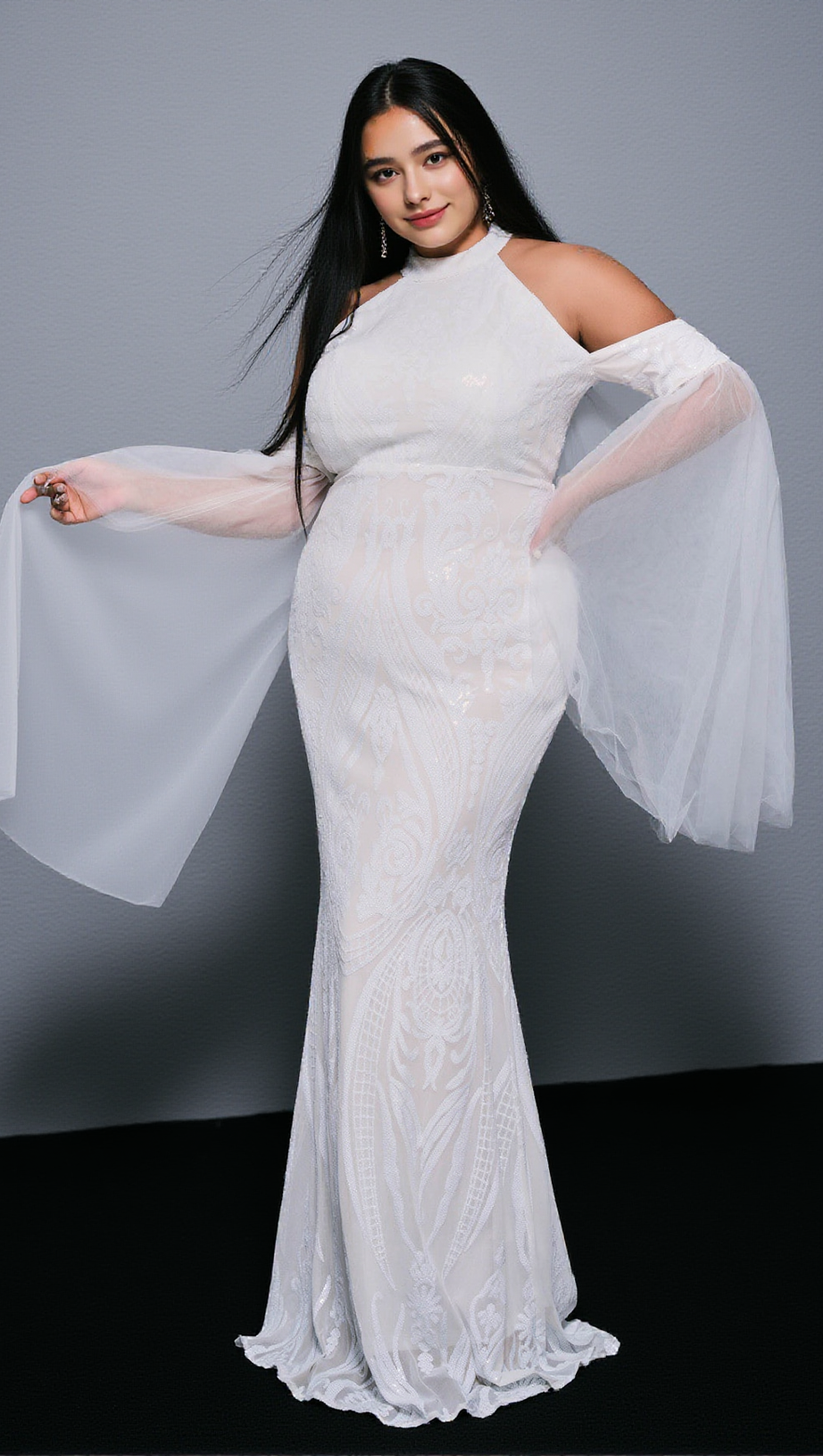 Gia Hochgeschlossenes Maxikleid 