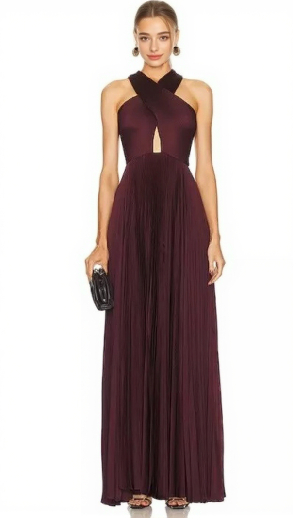 AIIZIE ATHENA PLEATED CUTOUT GOWN - product image