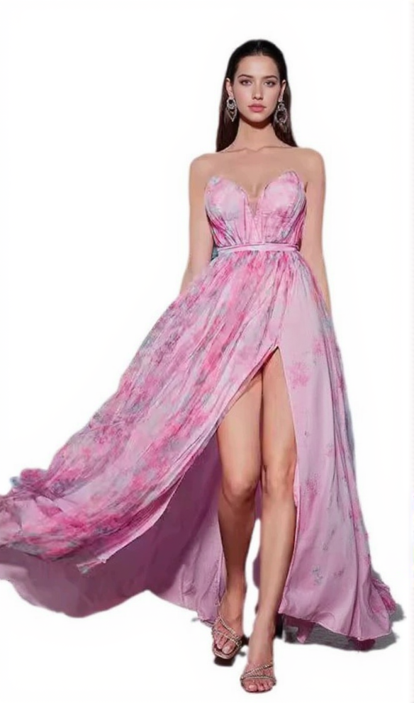 STRAPLESS PRINTED MAXI DRESS