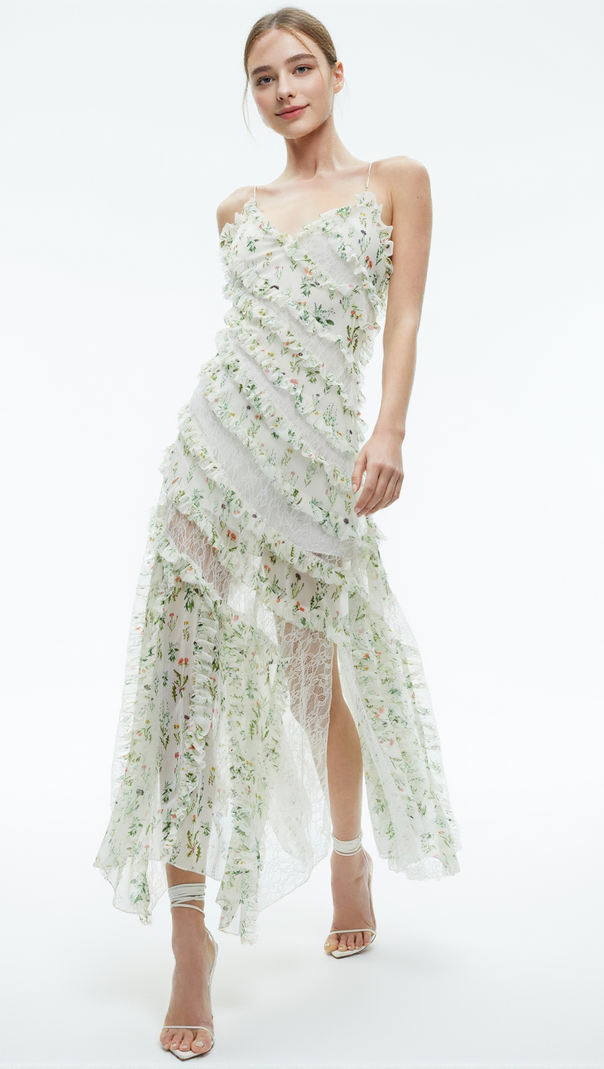 AIIZIE SONDRA MULTICOLOUR RUFFLED MAXI DRESS - product image