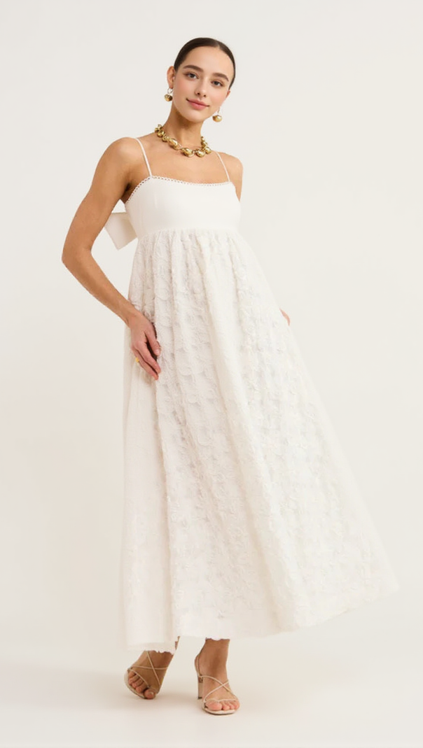 AIIZIE IGGY EMBROIDERED MIDI DRESS IN CREAM - product image