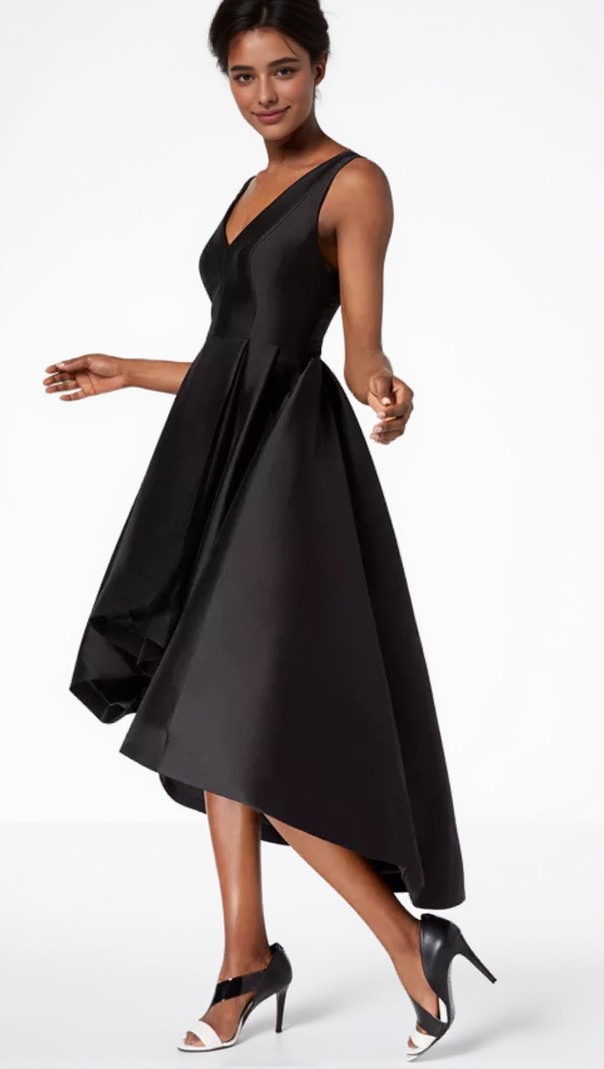 AIIZIE HIGH-LOW A-LINE GOWN IN BLACK - product image