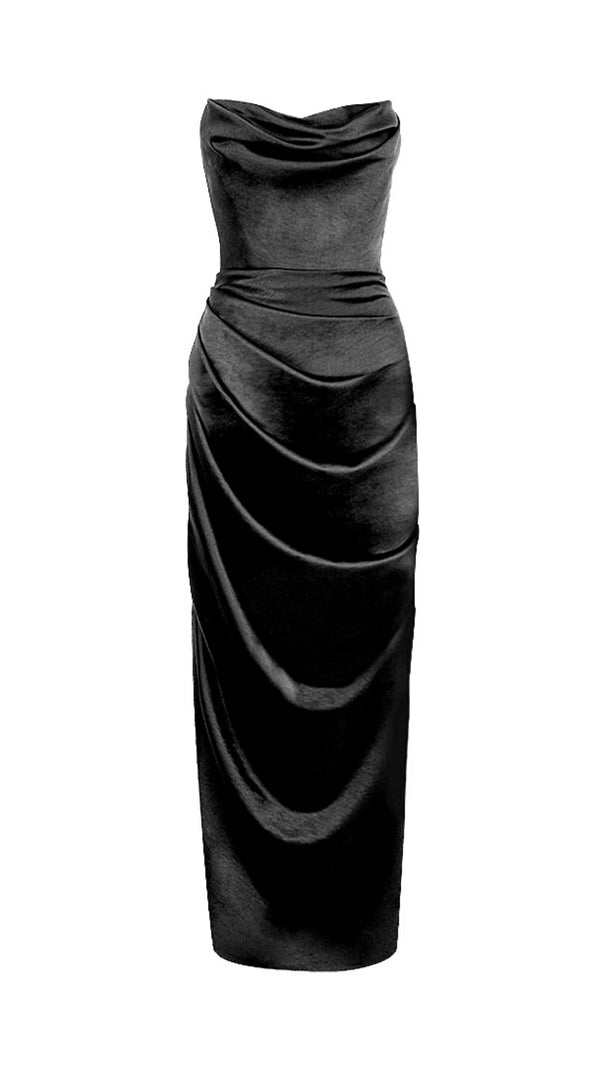 Strapless Bodycon Ruched Maxi Dress