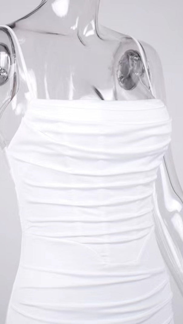 AIIZIE DRAPED CORSET MAXI DRESS IN WHITE - product image