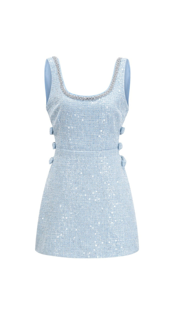 AIIZIE BLUE BOUCLE CUT OUT MINI DRESS - product image