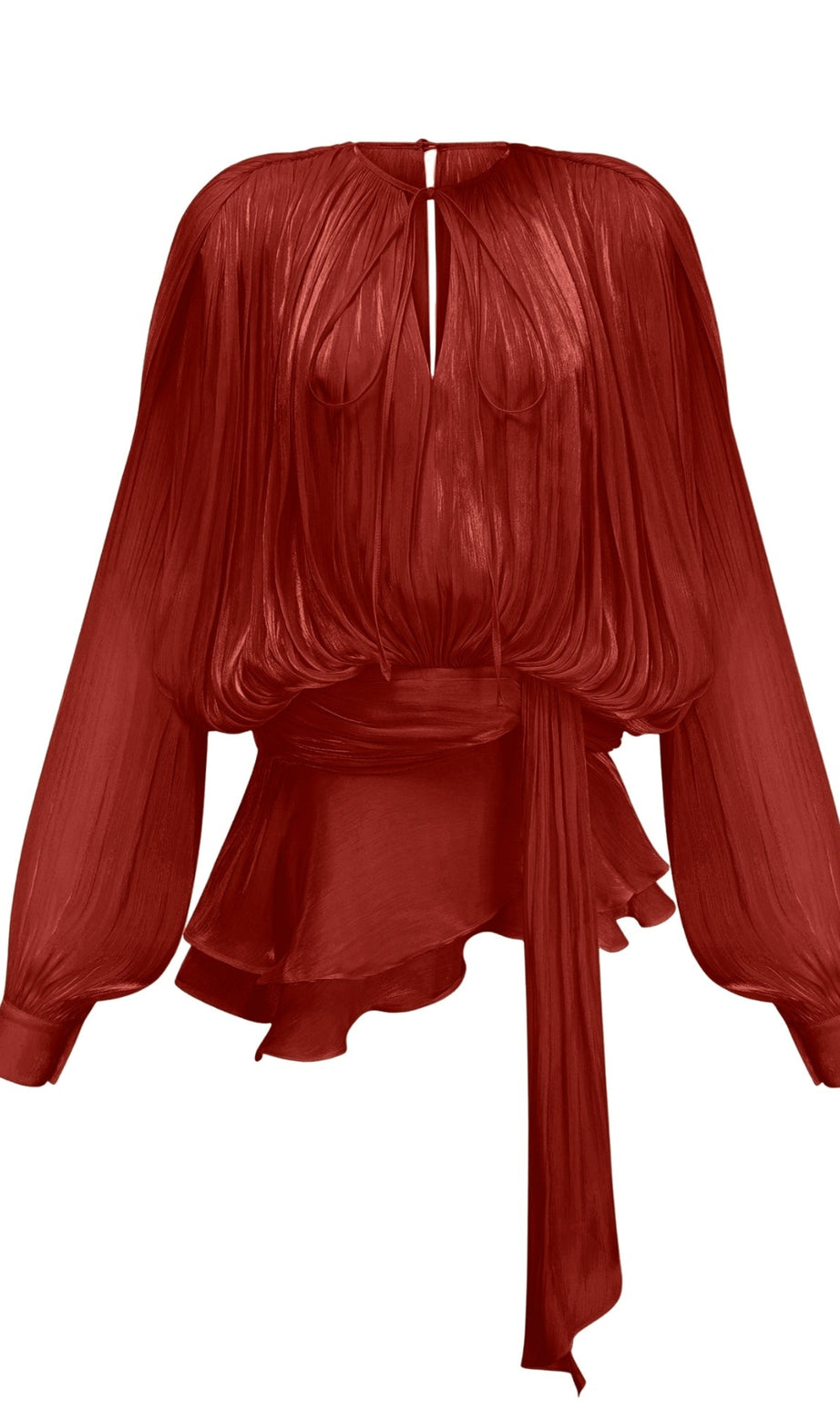 fully-pleated ruffled mini dress in Red