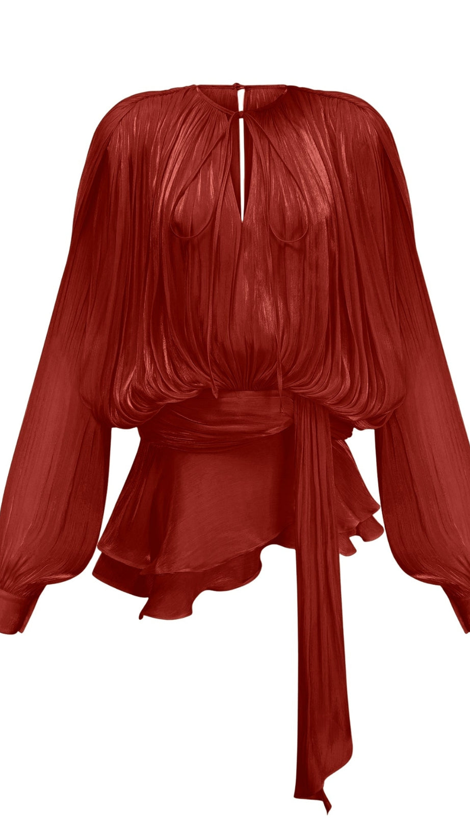 komplett plissiertes, gerüschtes Minikleid in Rot 
