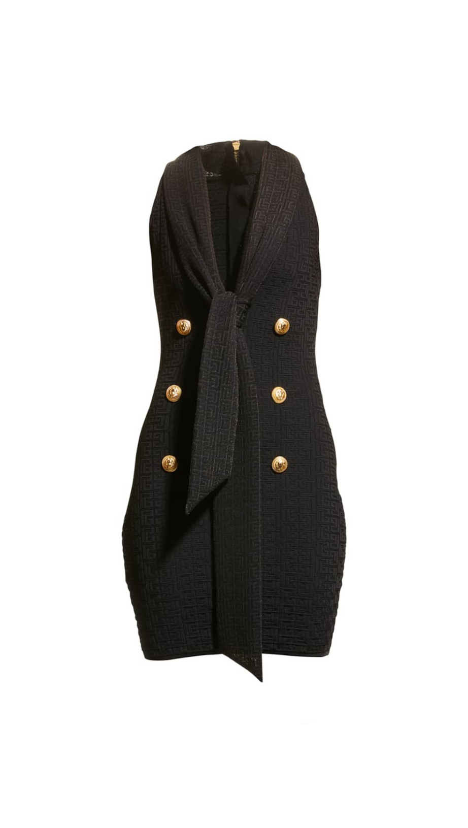 EVELYN JACQUARD-MINIKLEID MIT SCHALKRAGEN UND MONOGRAMM IN SCHWARZ